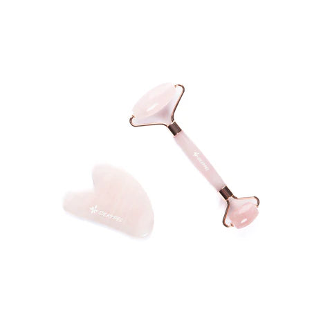 Silkypel Rose Quartz Anti Aging Roller &amp; Gua Sha stone kit (170427384462)