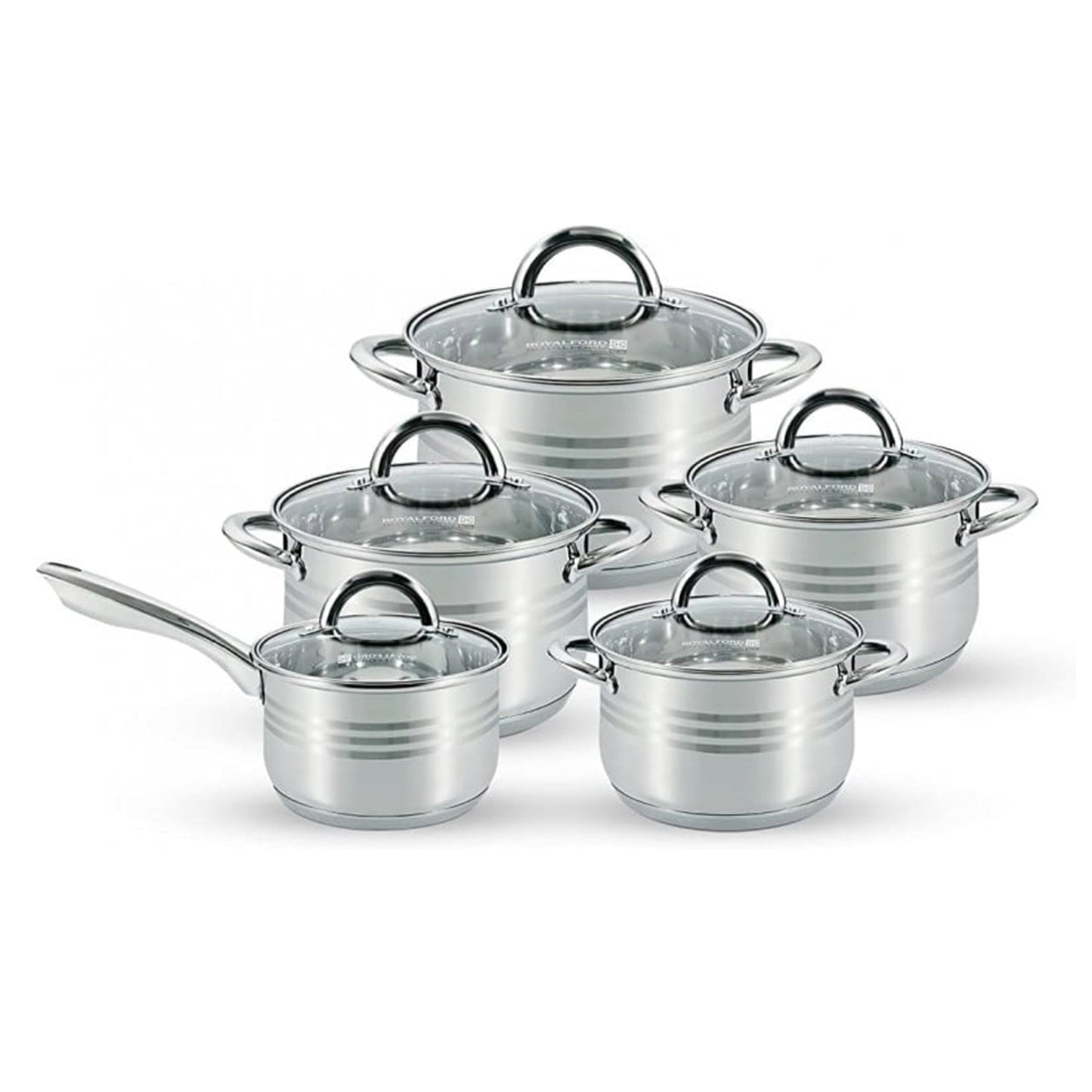 Royalford 10Pcs Stainless Steel Cookware Set (RF10390)