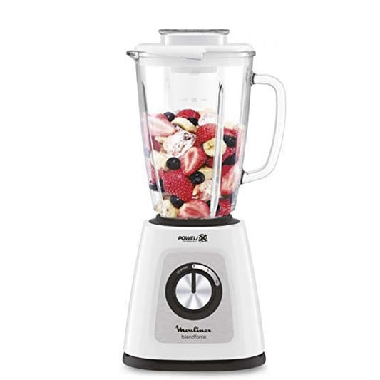 Moulinex Blendforce Glass Blender, White, 1.75 L, 700 W (LM435127)