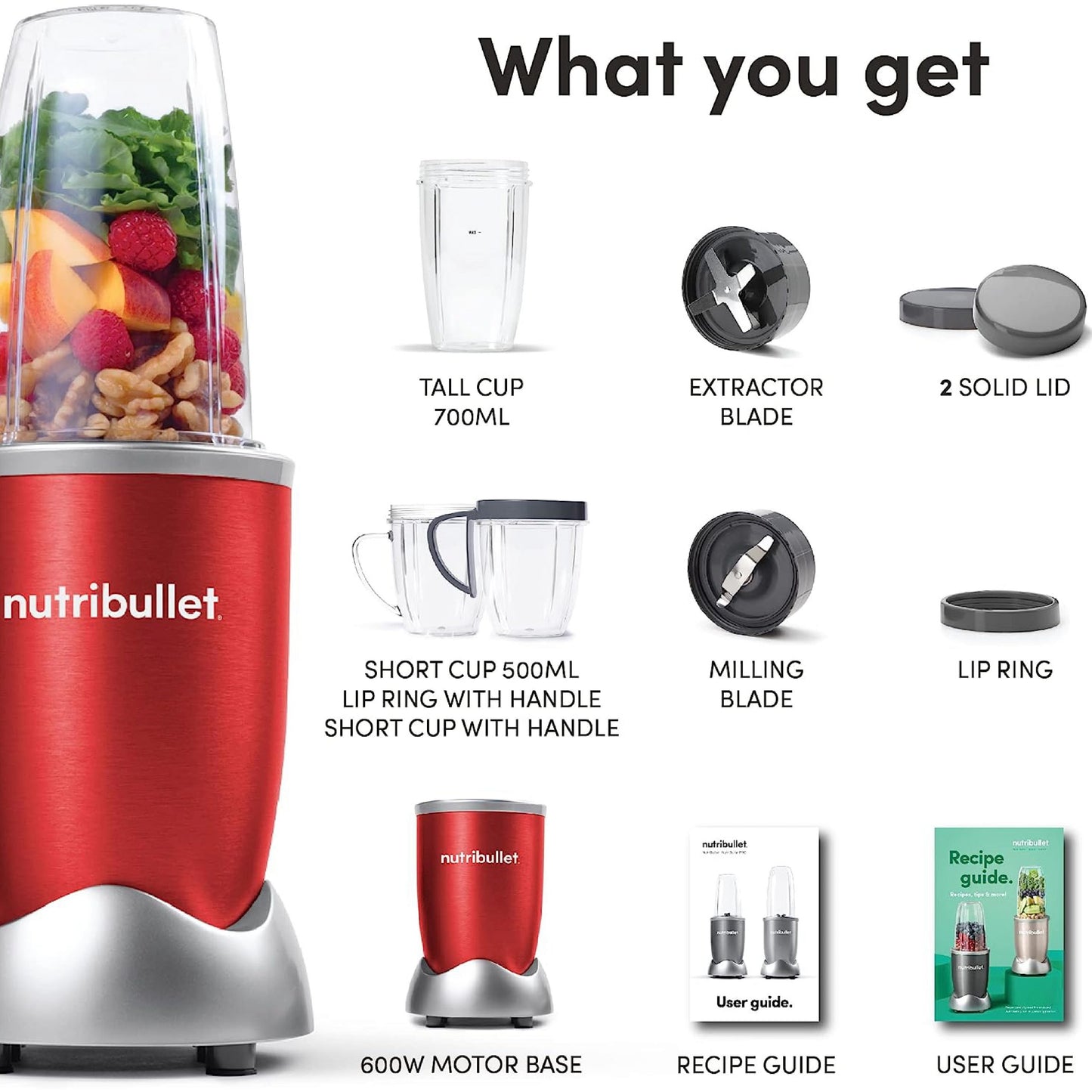 NUTRIBULLET 600W - 12pc set Red (NBR-1212R)