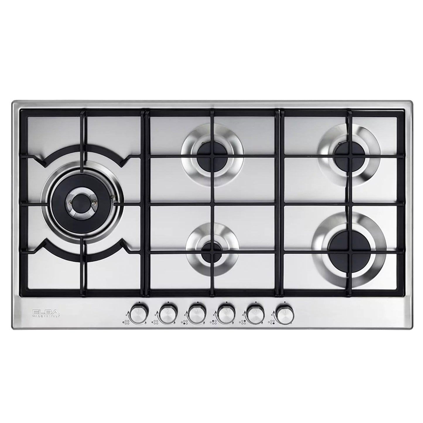 Elba Gas Hob Built-in 5 Burners 90 cm Stainless steel Cast Iron Full Brass (ELIO 95-565)