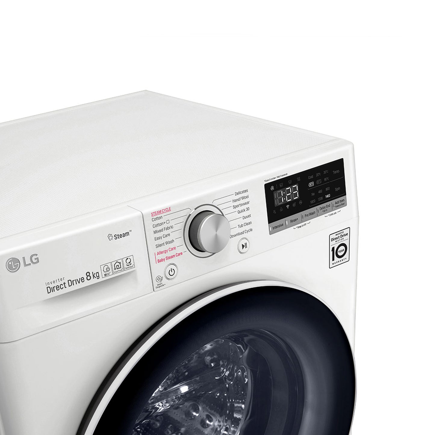 Front Load Washer 8KG , AI Direct Drive Motor, Steam , White Color (F4V5TYP0W.SBWPELO/AX)