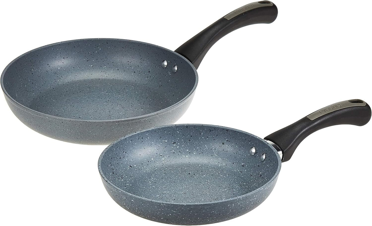 Prestige Speckled Long Lasting Non Stick Twin Pack Fry Pan 20cm/25cm, Grey (PR10117)