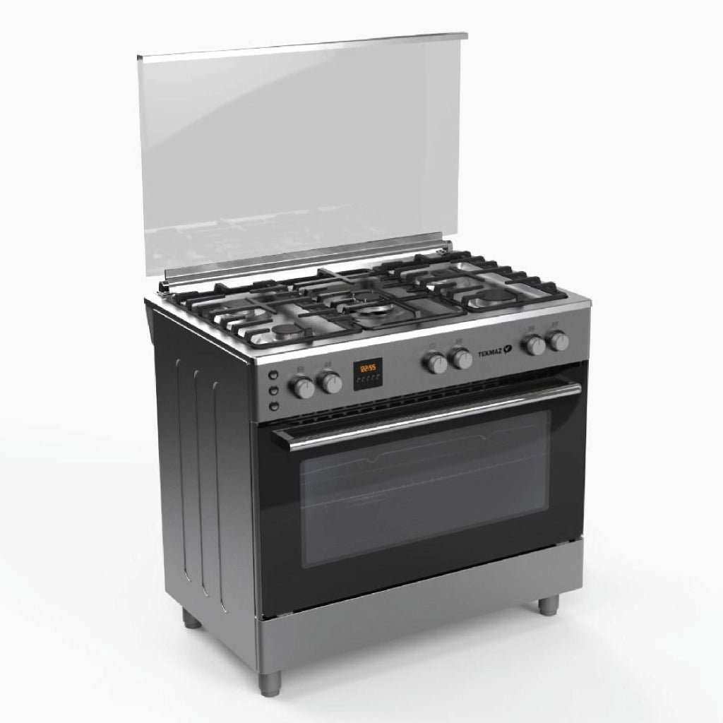 TEKMAZ Gas Cooker 90cm 5 Burners – Stainless Steel (NAS-90SDC)