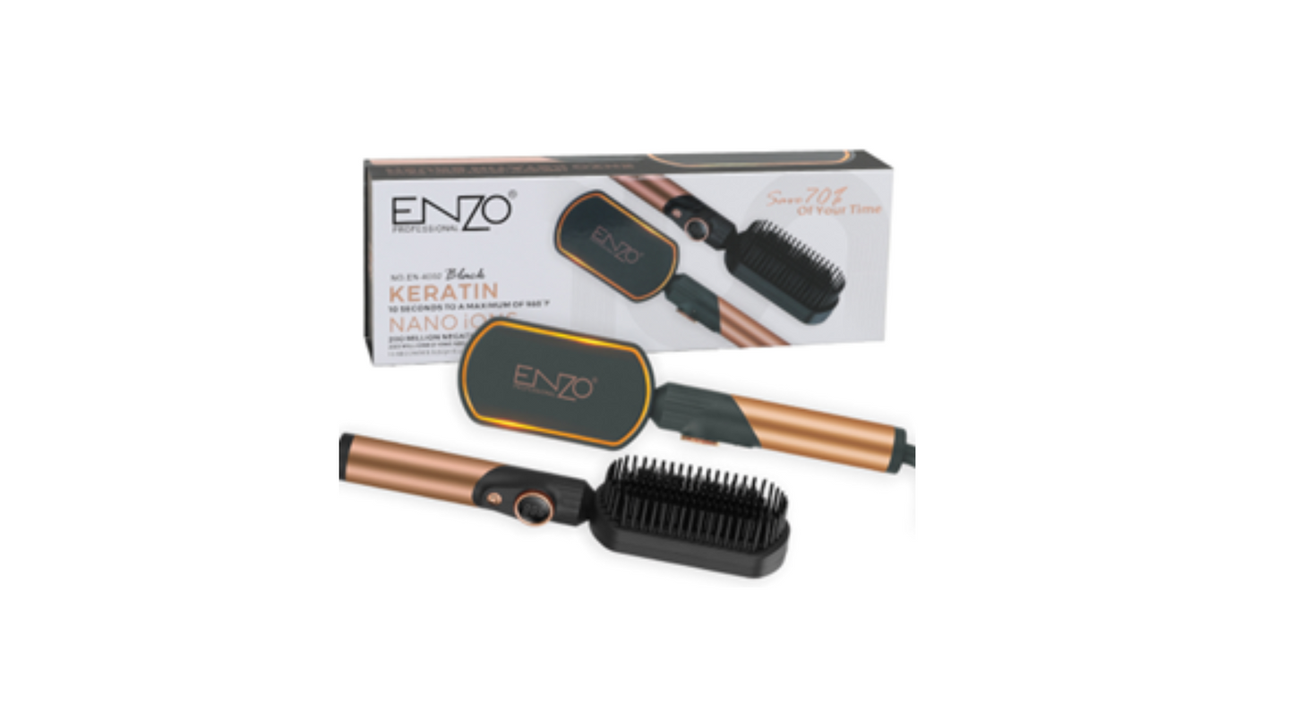 Enzo Professional Hair Styling Comb Hair Brush Straightener  (EN-4002 Black)