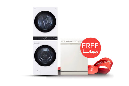 LG Single Unit Front Load 17/16 KG, LG WashTower™ with Centre Control™, White Color (WT1716WRK.ABWPELF)