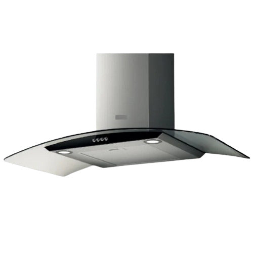 ELBA Cooker Hood 90 Cm With Curved Black Glass (ELIR IXB90R)