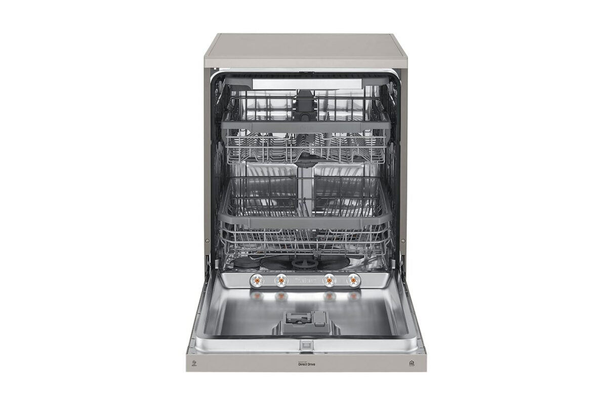 LG QuadWash™ Steam Dishwasher, 14 Place Settings, EasyRack™ Plus, Inverter Direct Drive, ThinQ, Platinum Silver (DFB425FP.APZPELF)