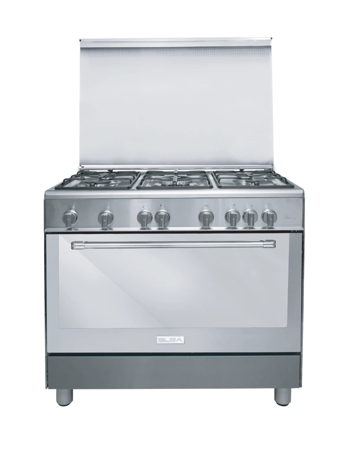 ELBA Gas Cooker 90 Cm 5 Burners Steel Wide Enameled Iron Grids (92 SX 888 FP)