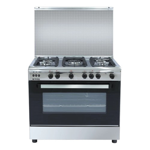 Nara Gas Cooker 90 CM Full Safety Glossy stainless steel top (NAXG/9006-BG/LC)