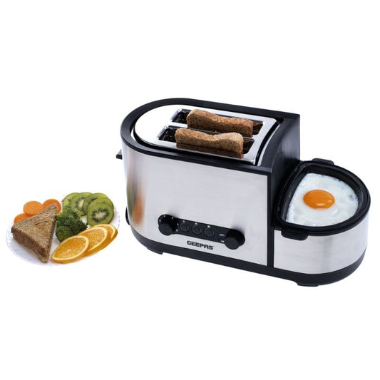 Geepas 5 in 1 Toaster 2 Slice With Egg Boiler & Poachers 1250W (GBT36508UK)