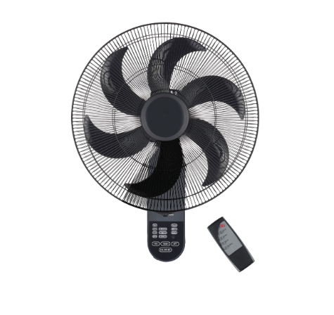 TEKMAZ Wall Fan 18 inch black Digital timer with remote 3 Speeds (nas-wfr18)