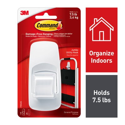 NEW 3M Jumbo Utility Command Hook & 4 Strips Up to 3.4 Kg