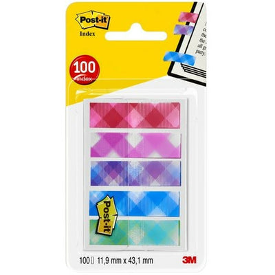 NEW 3M Post-it Pattern Index Tabs 11,9x43,2 mm Assorted Colours - Pack of 100