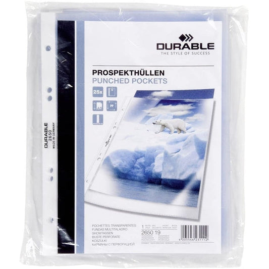 Durable Punched Sheet Protectors A5 Size - Pack of 25