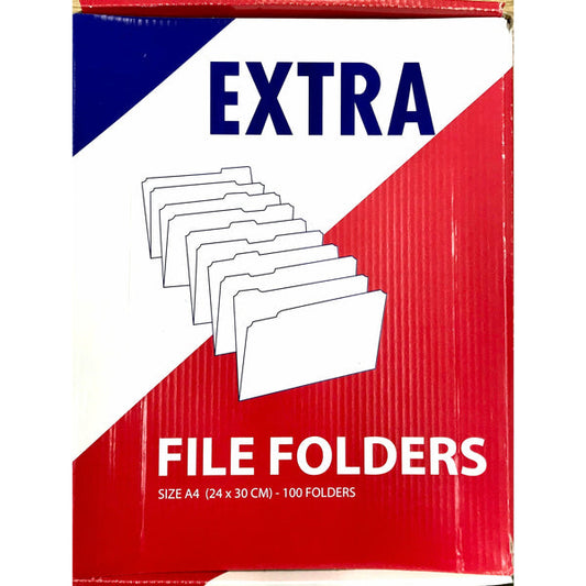 Bassile Extra Insert Manila File Folders 24x30cm A4 - Box of 100