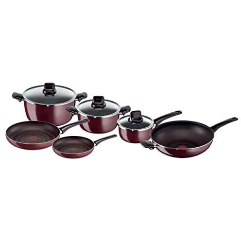 Tefal Pleasure Cooking Set of 9 Pieces, D5059752, Burgundy, Aluminum