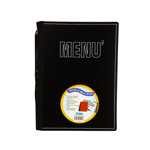 Bindermax Black 5 Pocket Foam PP Menu Book A4