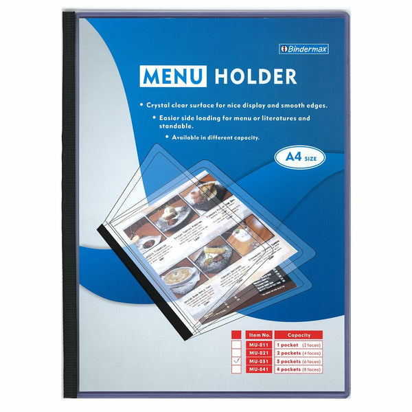 Bindermax Clear 4 Pockets Menu Holder A4