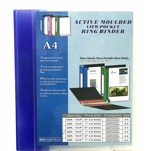 Bindermax Hard Plastic 25mm 2D Ring Binder - A4