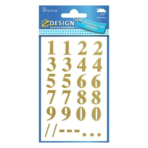 Zweckform Weatherproof Gold Numbers Labels - Gold