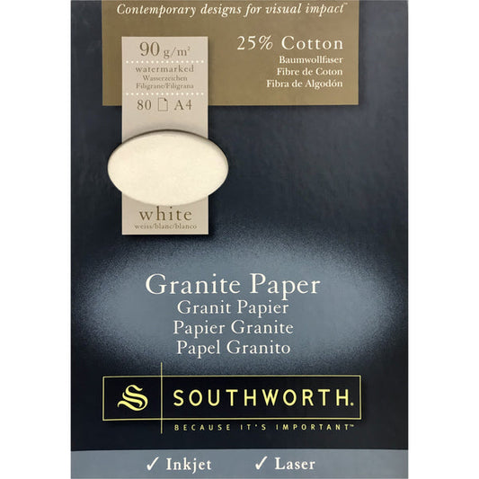 Southworth Fine Granite Paper 90g Off-White Watermarked A4 - Pack of 80