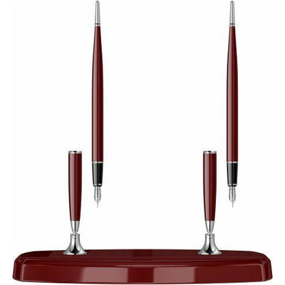 Scrikss Double Pen Stand Acrylic Base Burgundy