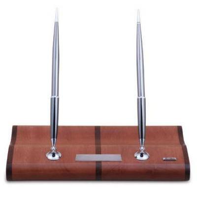 Scrikss Double Pen Stand Cherry Wood Matt Chrome