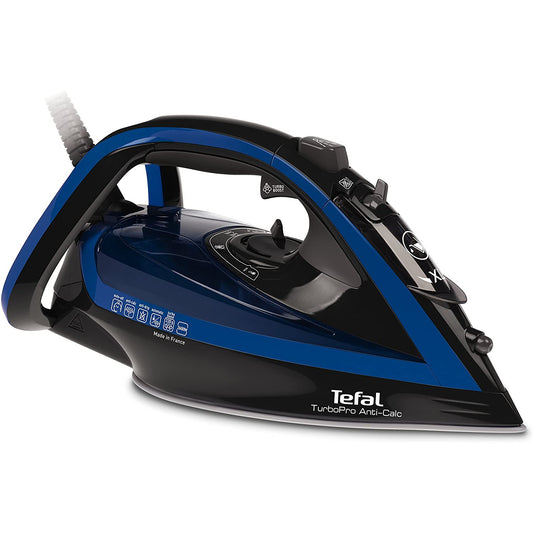 Tefal FV5648 Turbo Pro Anti-scale Steam Iron, 2600 Watt, Black/Blue