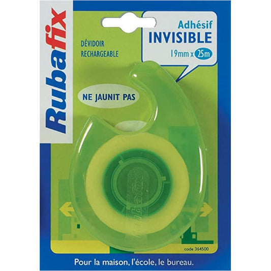 Rubafix Invisible Adhesive Tape + Dispenser 19mm x 7.5m - Pack of 3