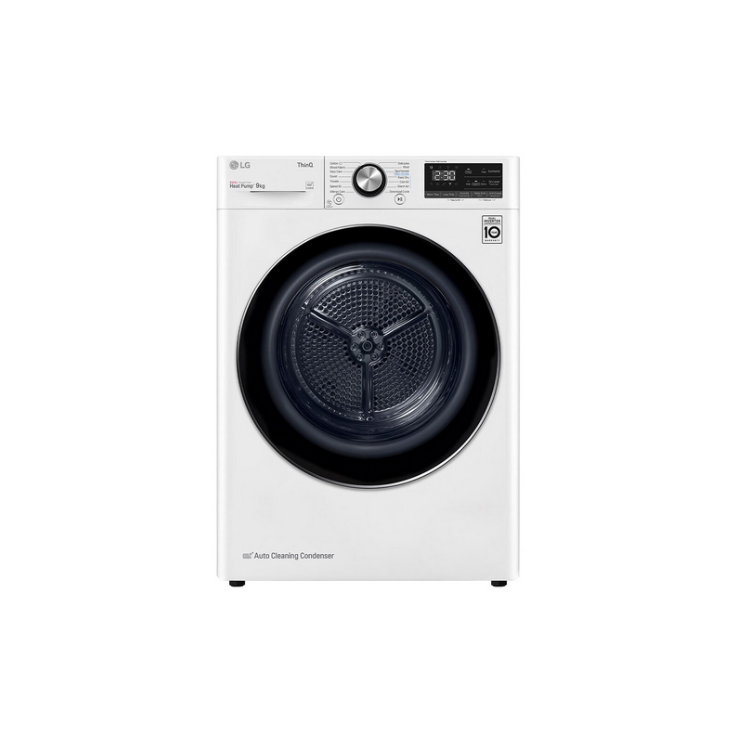 LG Energy Saving Dryer, 9kg, Silver, Capable Drying with Dual Heat Pump