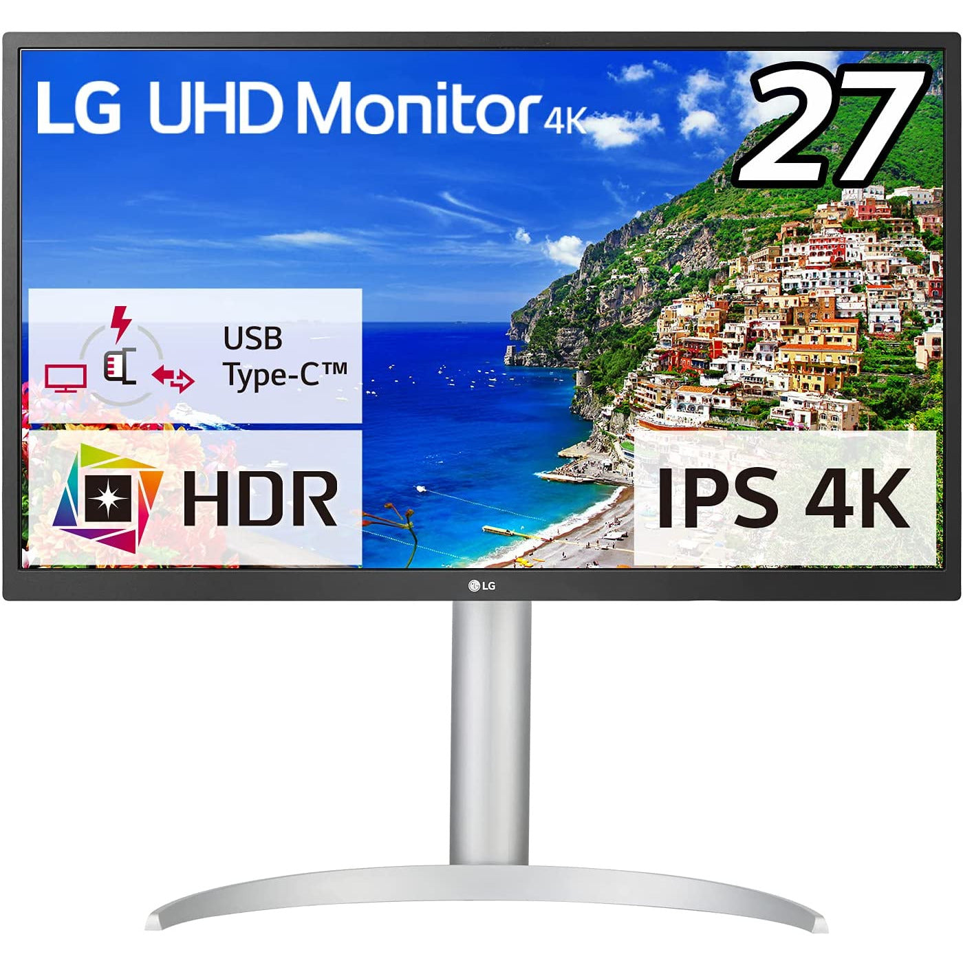 LG 27UP550N-W 27 IPS 4K HDR Adjustable Stand USB Type-C HDMI x 2 & DisplayPort FreeSync